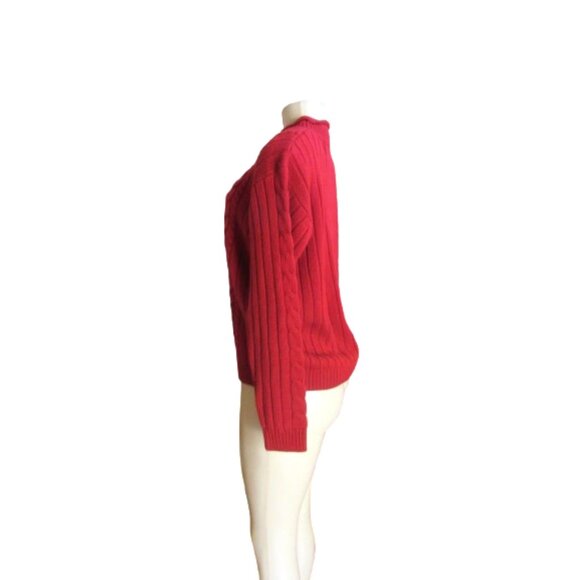 Vintage Cable Knit Red Sweater By Cascade Classics Size S - Picture 4 of 6